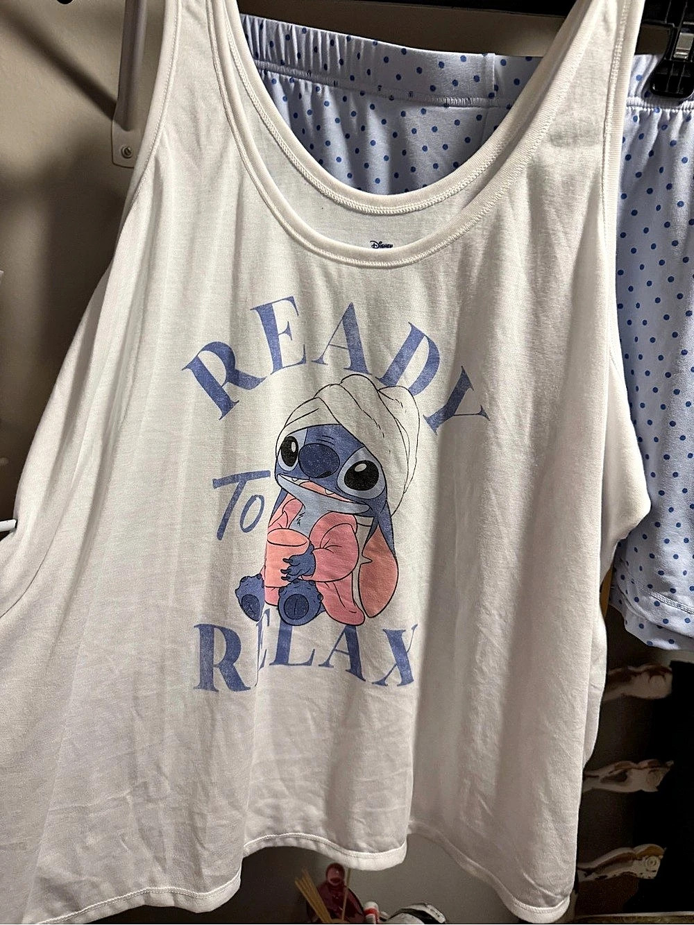 Disney Stitch Ready to Relax Pajama Set White & Blue